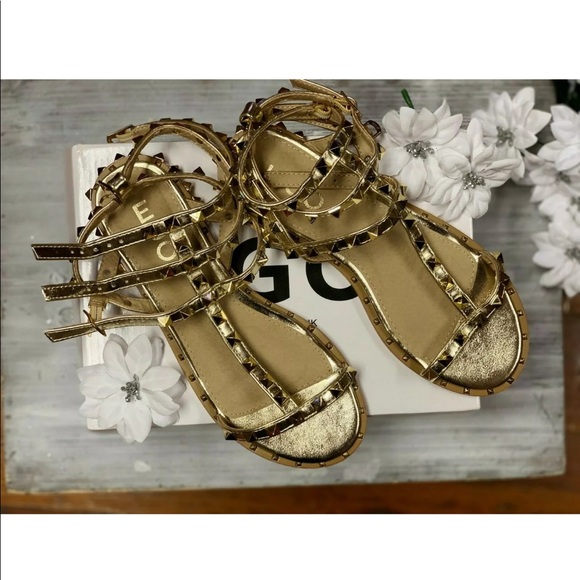 EGO Rose Gold Studded Gladiator Sandals size 5 - Picture 2 of 8